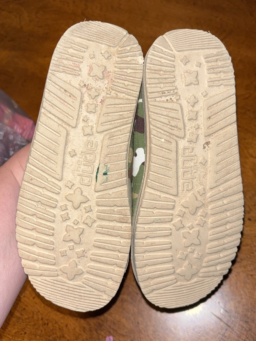Hey Dude Kids Camo Slip-On Moccasins in Green and Brown - Picture 3 of 3
